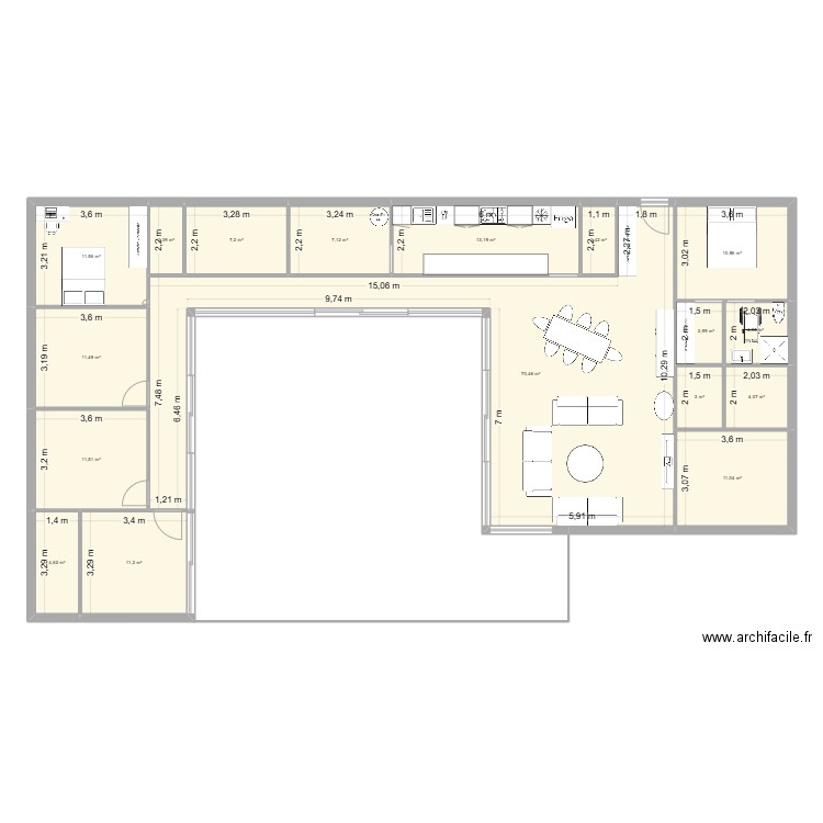 Maison. Plan de 17 pièces et 189 m2