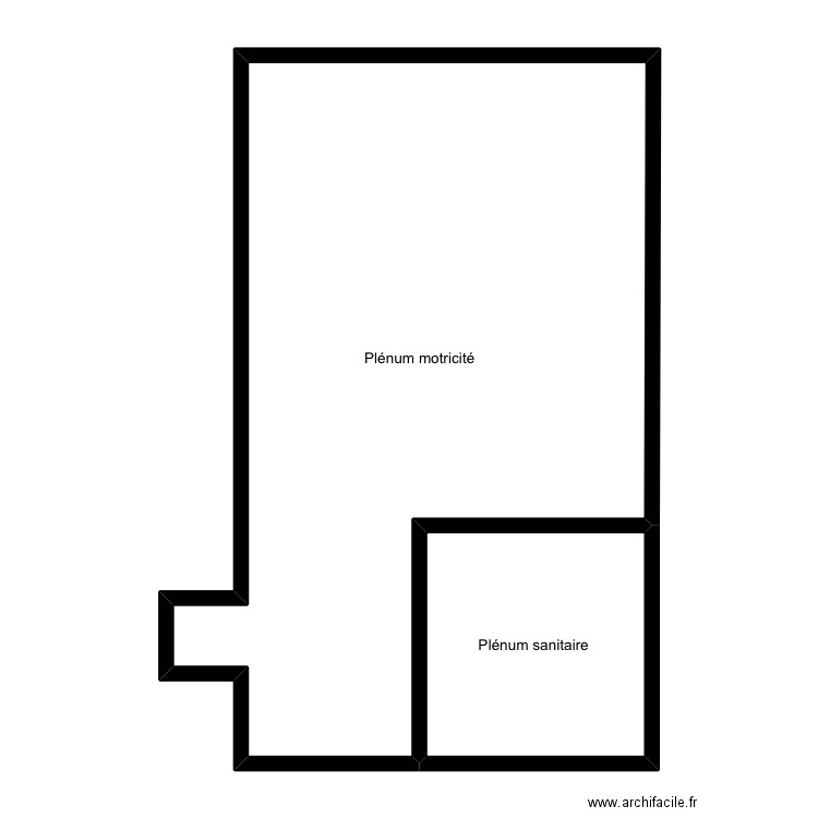 Salle motricité plénum. Plan de 2 pièces et 91 m2