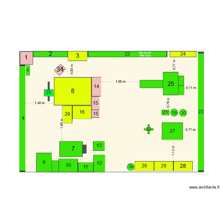 Local MP conception 2. Plan de 1 pièce et 59 m²