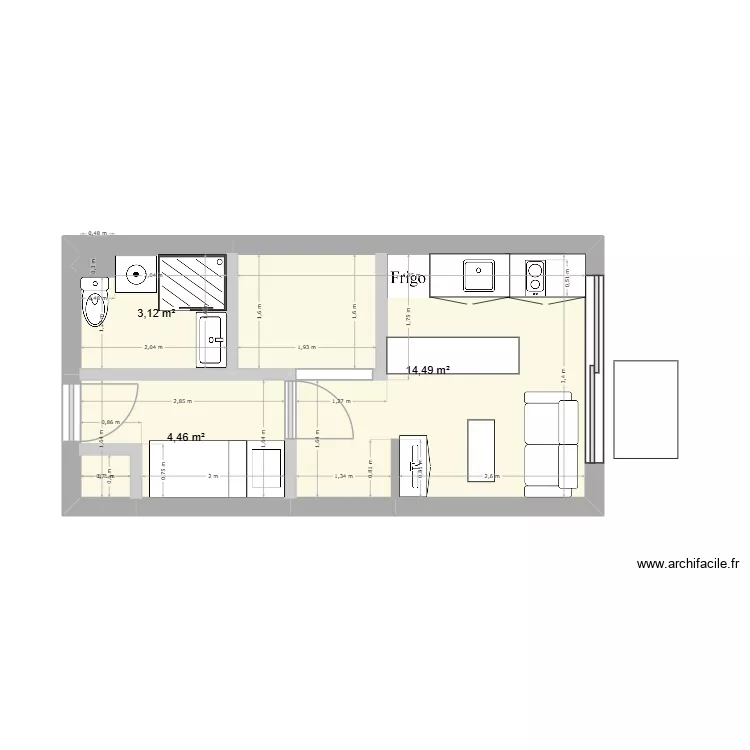 STUDIO LA BAULE. Plan de 3  et 22 m²