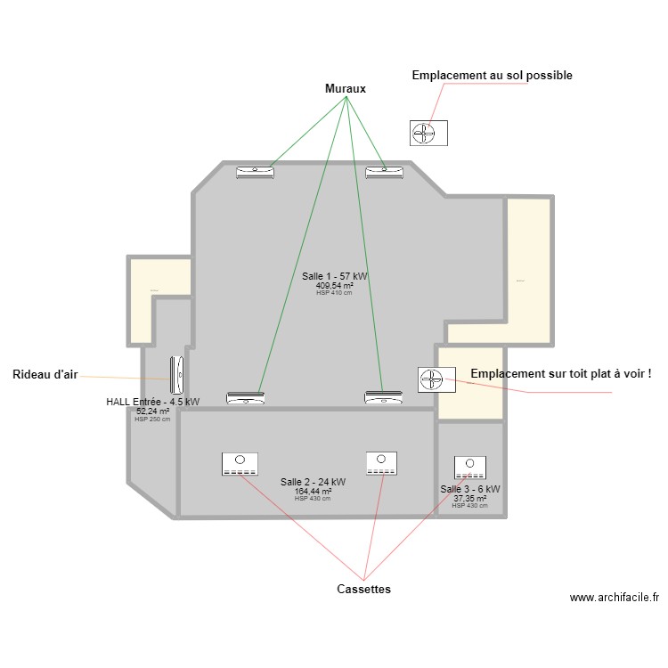 SALLE DES FÊTES - VARENNES SUR LOIRE. Plan de 7 pièces et 760 m2