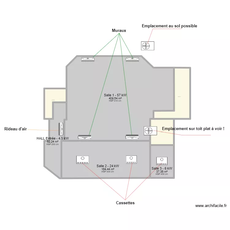 SALLE DES F&Ecirc;TES - VARENNES SUR LOIRE. Plan de 