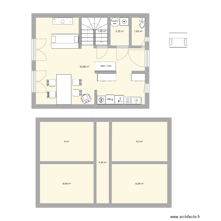 Maison St Gervais 2. Plan de 9 pièces et 79 m2