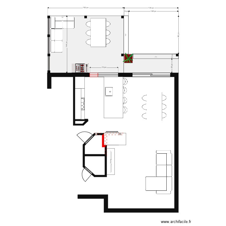 Turbide bon. Plan de 2 pièces et 3 m2