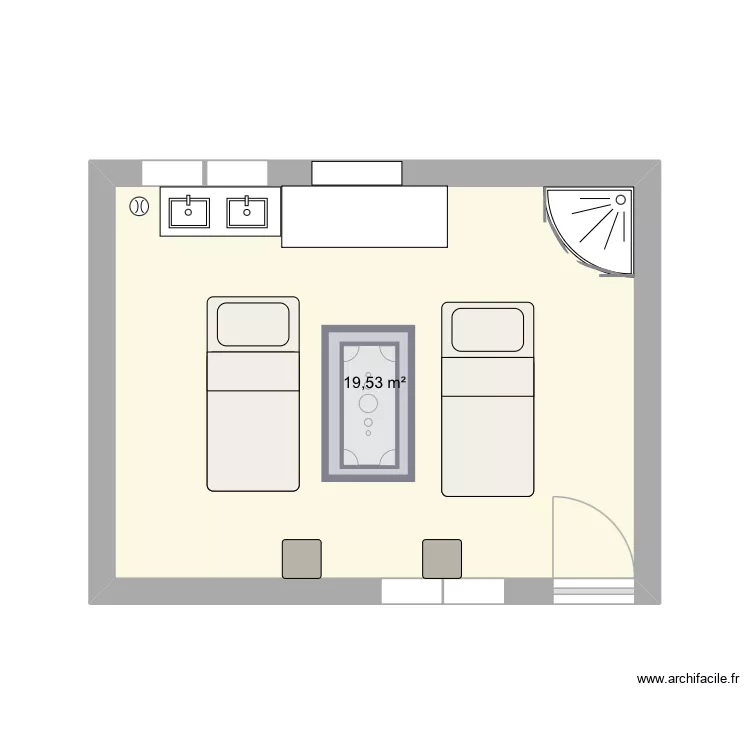 Cabine duo. Plan de 1 Pièce et 20 m² Cabine duo. Plan de 1 Pièce et 20 m²