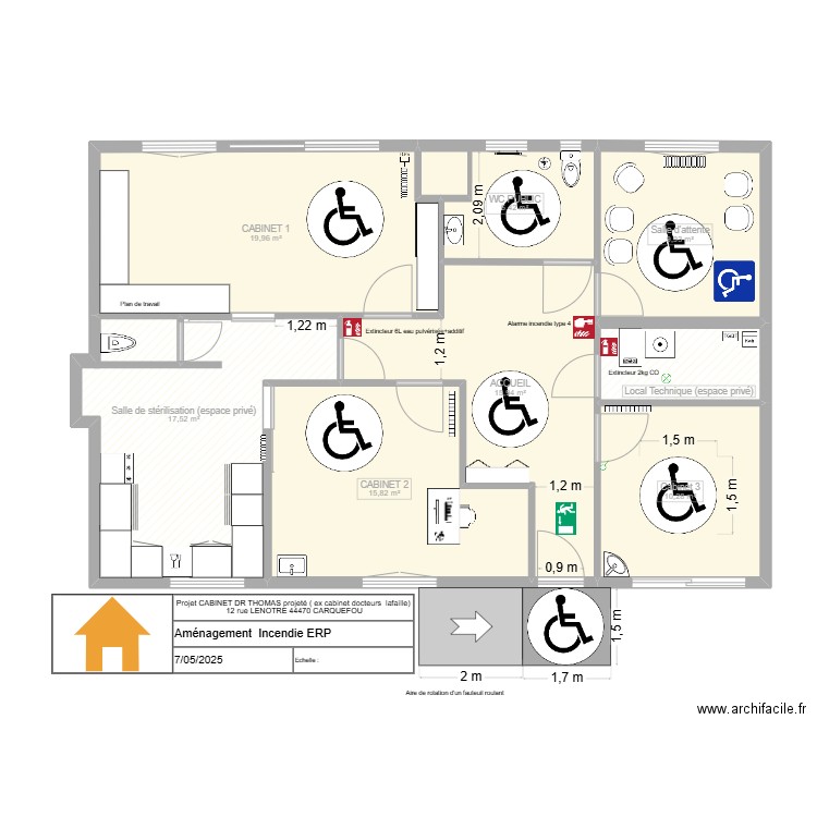 CABINET DR THOMAS  ERP plan Sécurité. Plan de 8 pièces et 100 m2