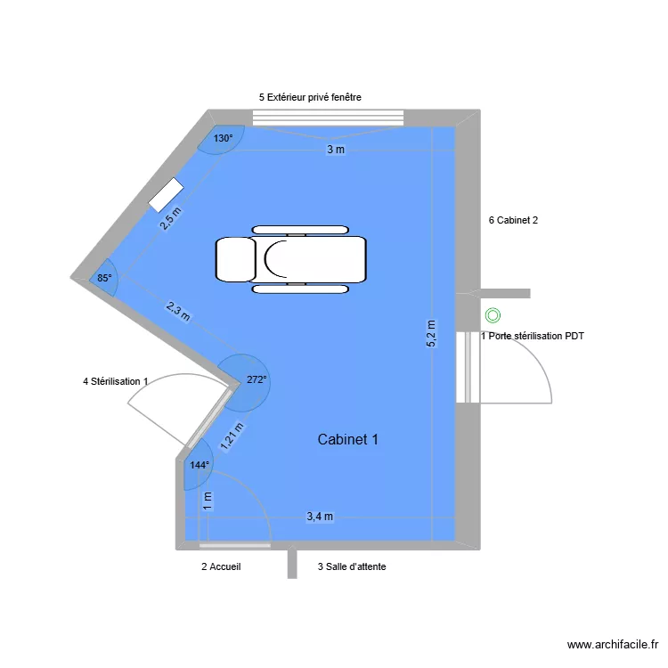 50680 Cabinet 1. Plan de 1  et 18 m²