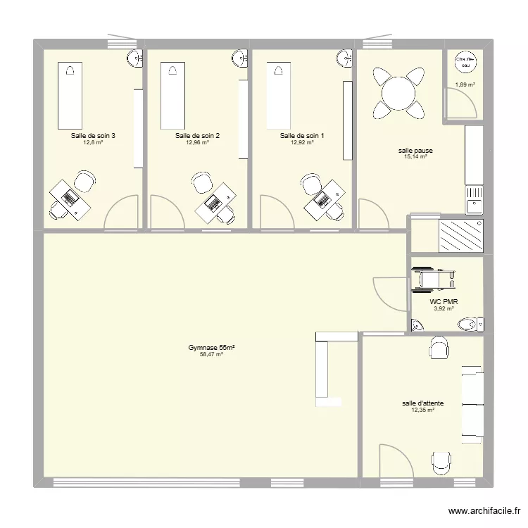 CAB2. Plan de 8  et 130 m²