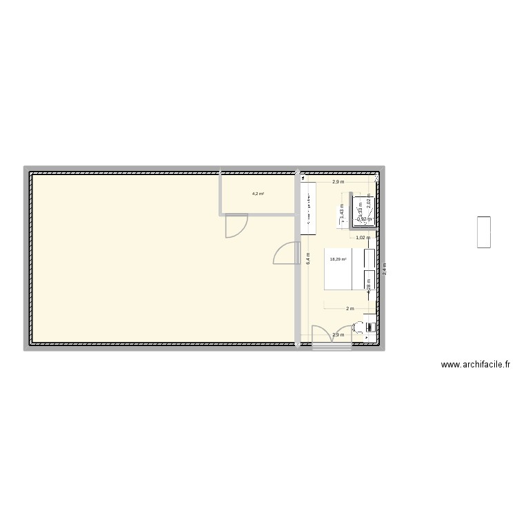 suite parentale. Plan de 6 pièces et 82 m2
