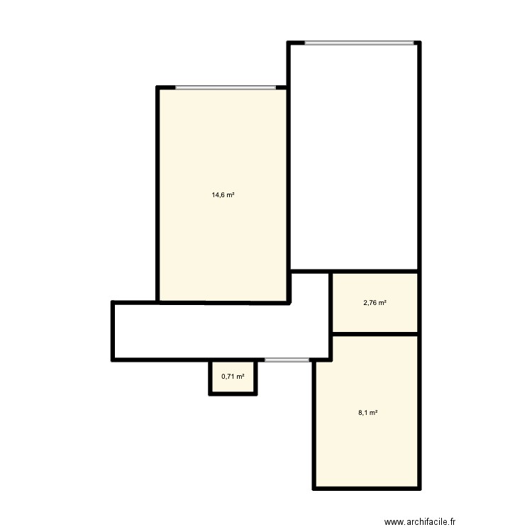 16halles existant. Plan de 4 pièces et 26 m2