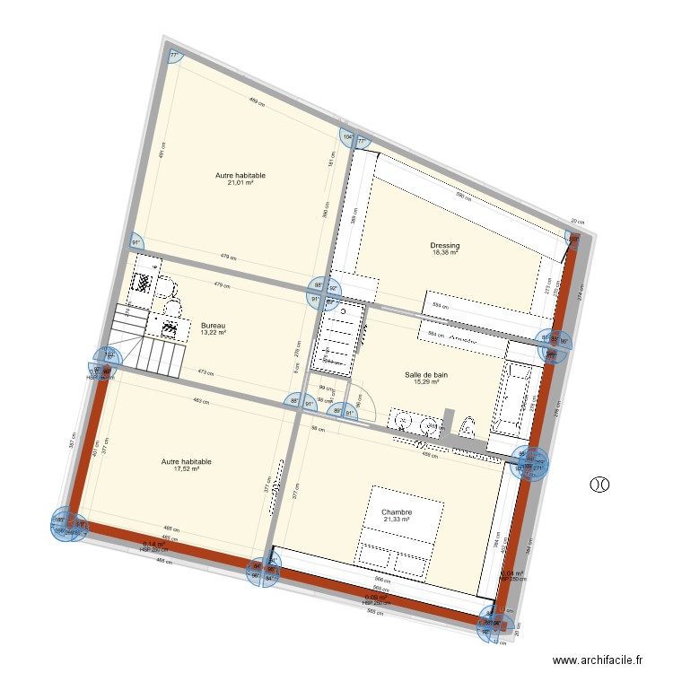 Maison Christopher51 E11 Combles v2. Plan de 29 pièces et 338 m2