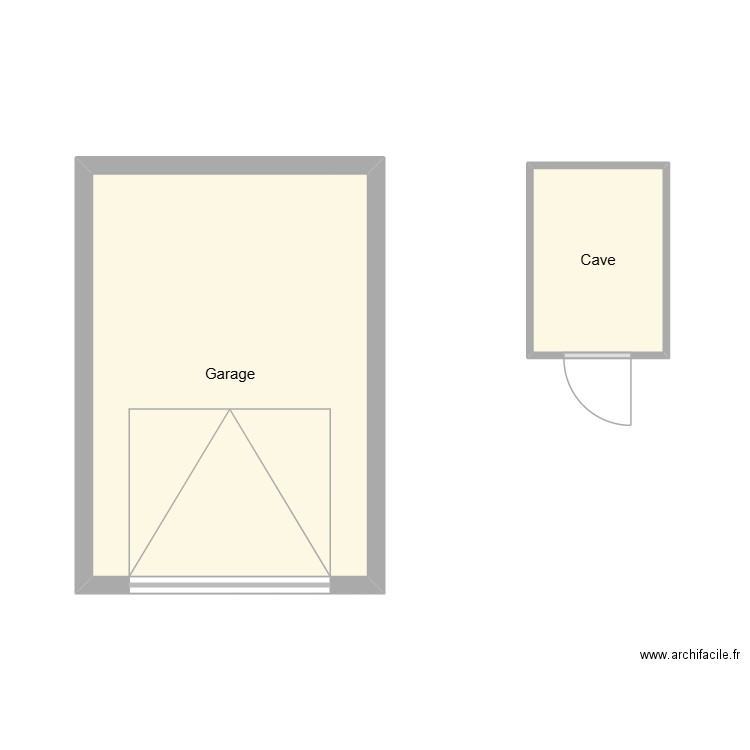 A. Papillon - Garage - Cave. Plan de 2 pièces et 19 m2