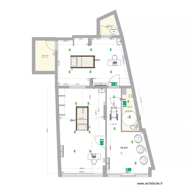 plan av clemenceau v2. Plan de 3 Pièces et 11 m²