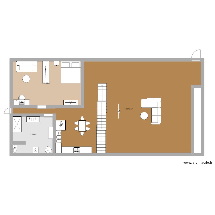 appartement. Plan de 3 pièces et 131 m2