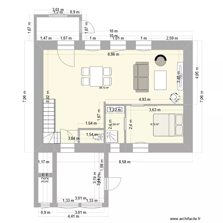 RDC. Plan de 3 et 51 m² RDC. Plan de 3 et 51 m²