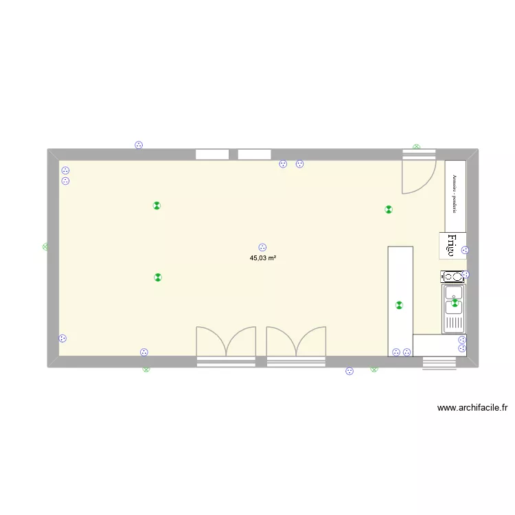LOCAL. Plan de 1 Pièce et 45 m²