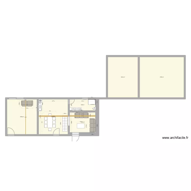 gites. Plan de 6  et 157 m²