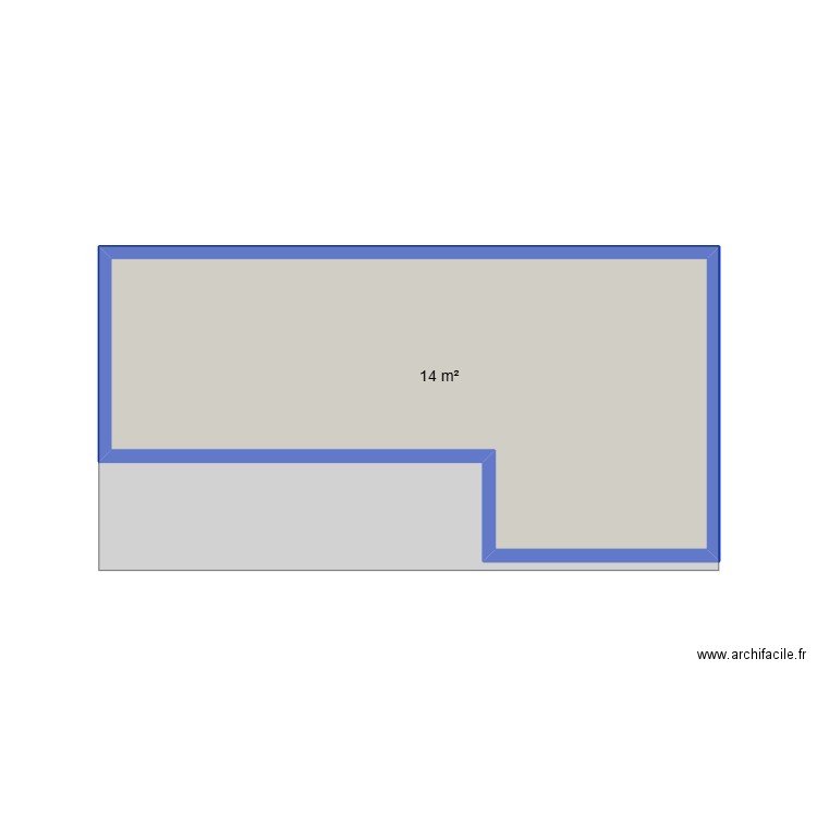 pool house. Plan de 1 pièce et 14 m2
