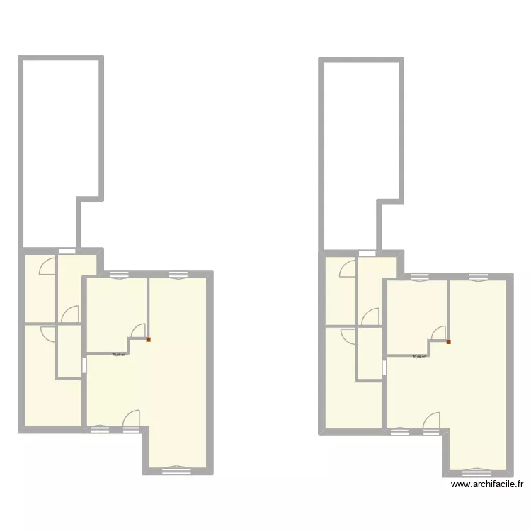 extension. Plan de 2  et 140 m²
