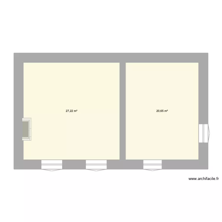 Etage Genissac. Plan de 2  et 48 m²