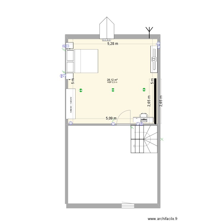 chambre kiki. Plan de 1 pièce et 26 m2