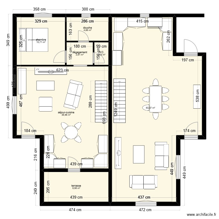 projet 02. Plan de 7 pièces et 131 m2
