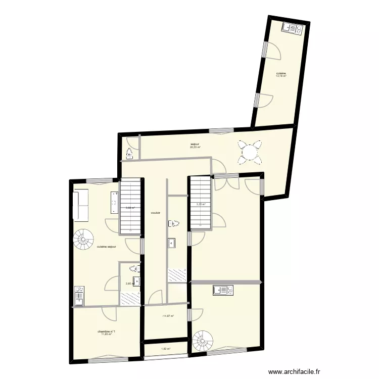 laborde rdc. Plan de 11  et 122 m²