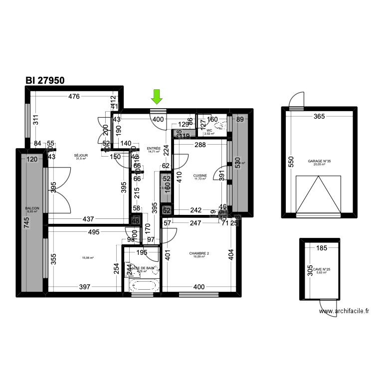 BI 27950. Plan de 16 pièces et 137 m2