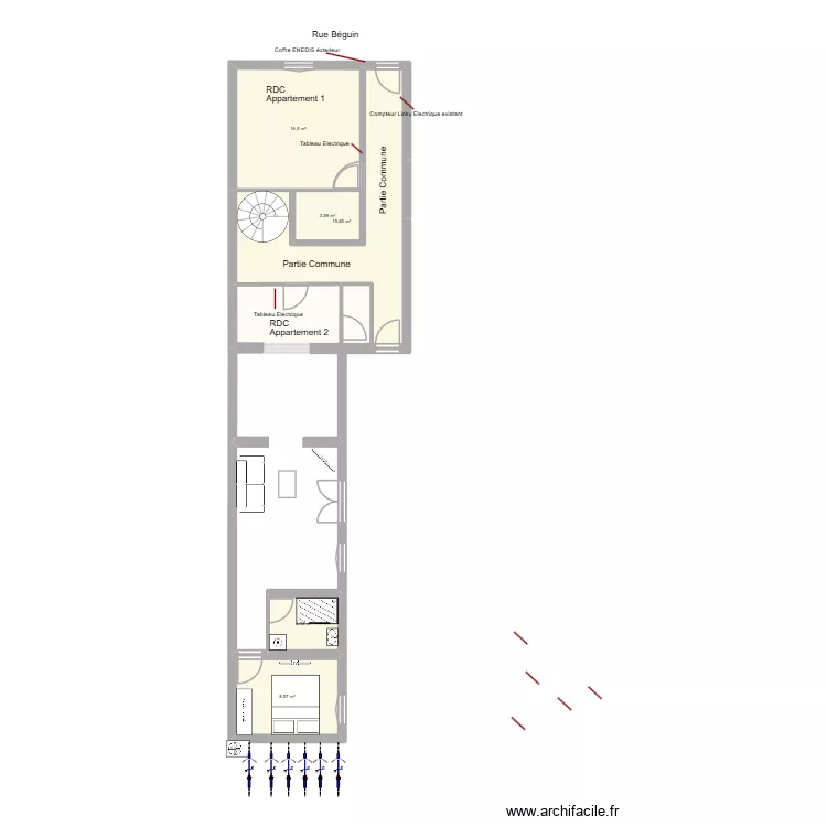 Plan de Mass Enedis. Plan de 22  et 300 m²