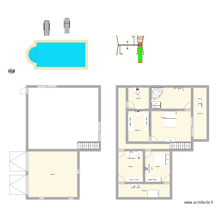 teste. Plan de 8 pièces et 140 m2