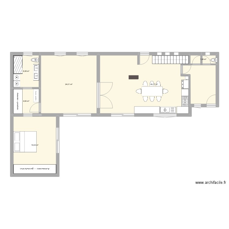 maison tvx2 sans etage. Plan de 6 pièces et 100 m2
