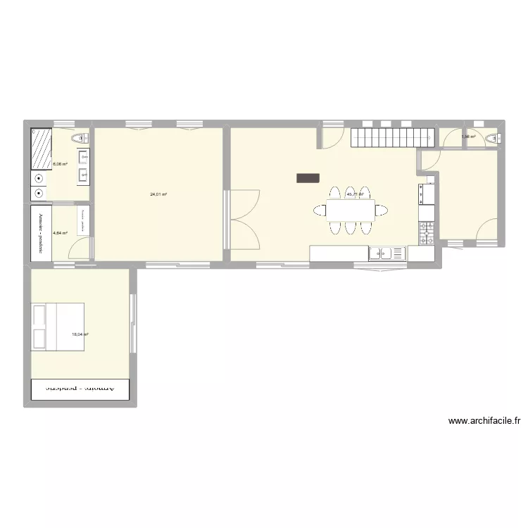 maison tvx2 sans etage. Plan de 