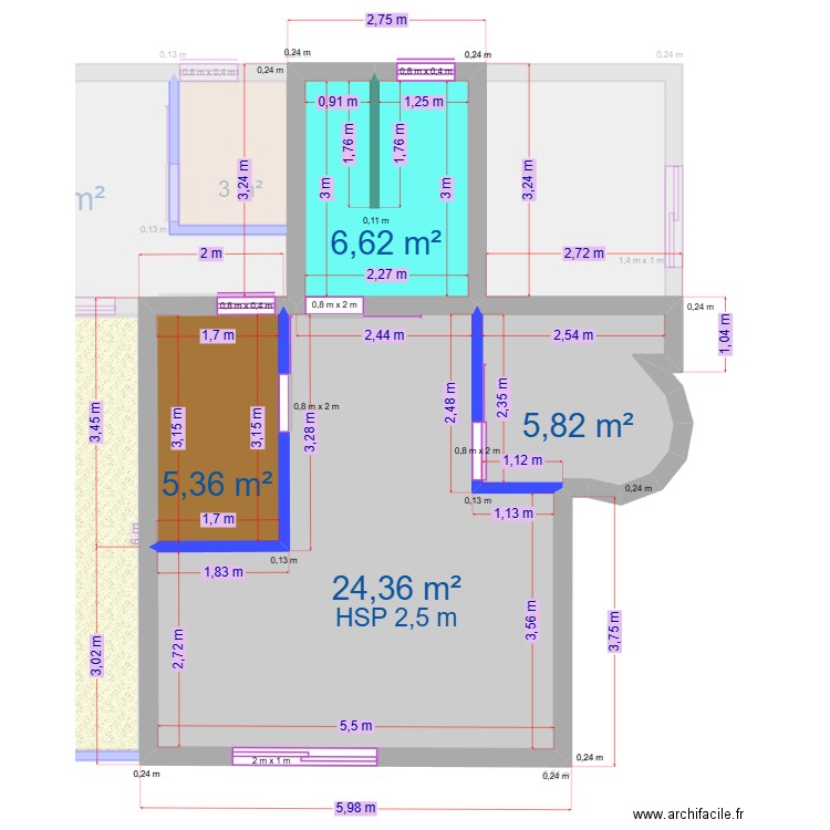 Villa V2 2 Chambres Suite Parentale RDC/R+1 sans Solarium Cotation. Plan de 11 pièces et 132 m2