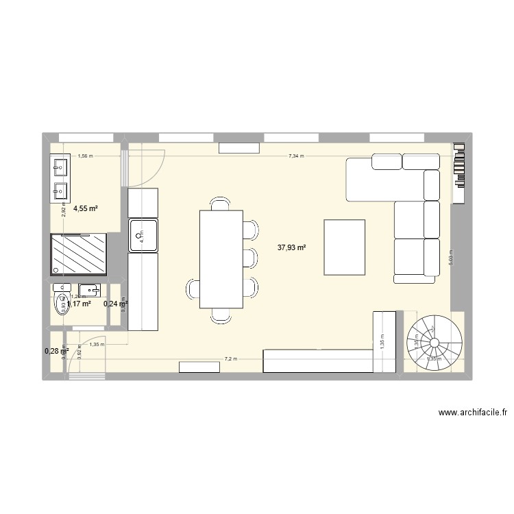 La Paroisse 02. Plan de 5 pièces et 44 m2
