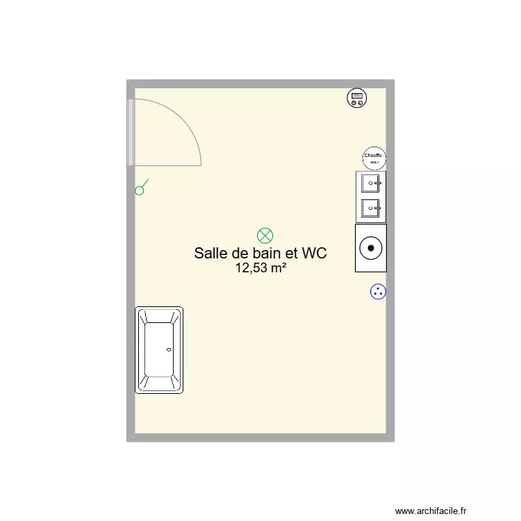 salle de bain fait par isaac. Plan de 1  et 13 m²