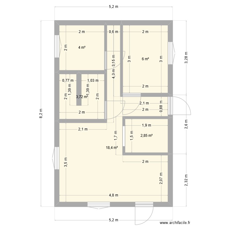 Marie. Plan de 6 pièces et 72 m2
