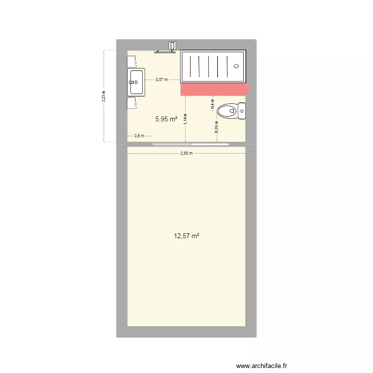 salle de bain2 FLo. Plan de 2  et 19 m²