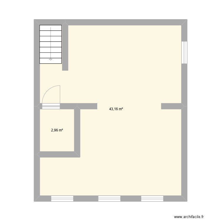 R+1 bodega. Plan de 2 pièces et 46 m2
