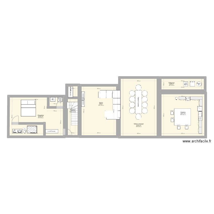 Maison Garat . Plan de 6 pièces et 125 m2