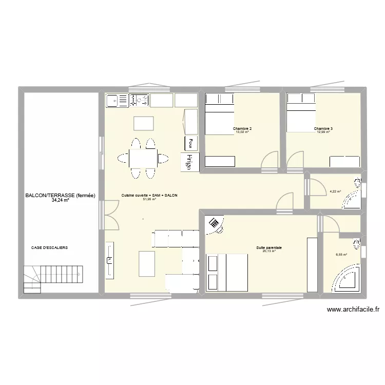 Toit terrasse. Plan de 7  et 143 m²