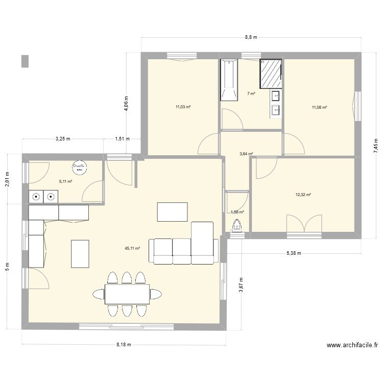 plan2. Plan de 8 pièces et 97 m2