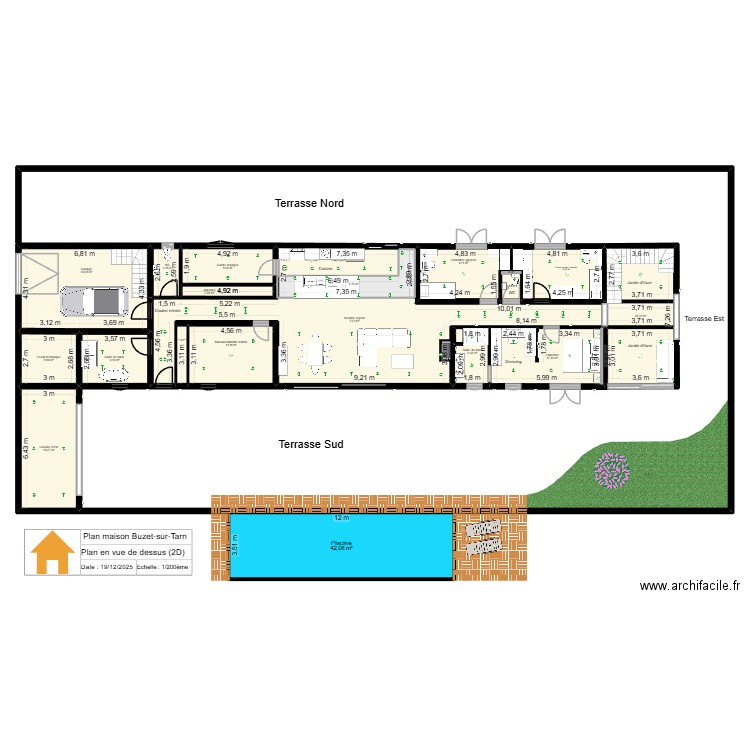 Buzet-sur-Tarn. Plan de 19 pièces et 307 m2