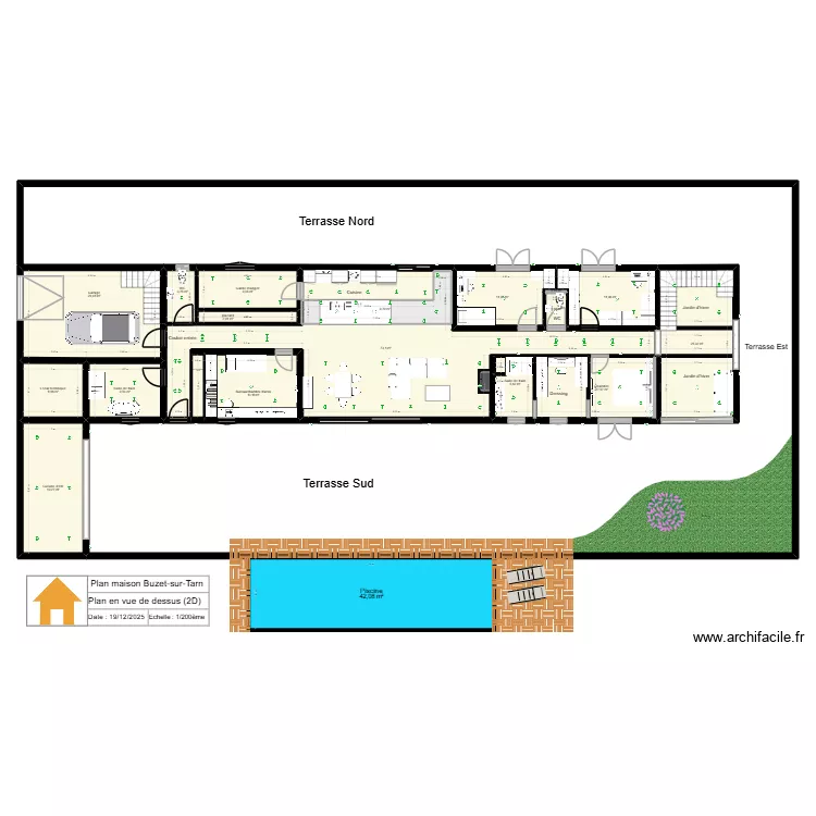 Buzet-sur-Tarn. Plan de 19 pièces et 307 m²