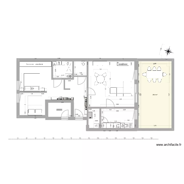 Jomouton am&eacute;nagement. Plan de 1  et 28 m²