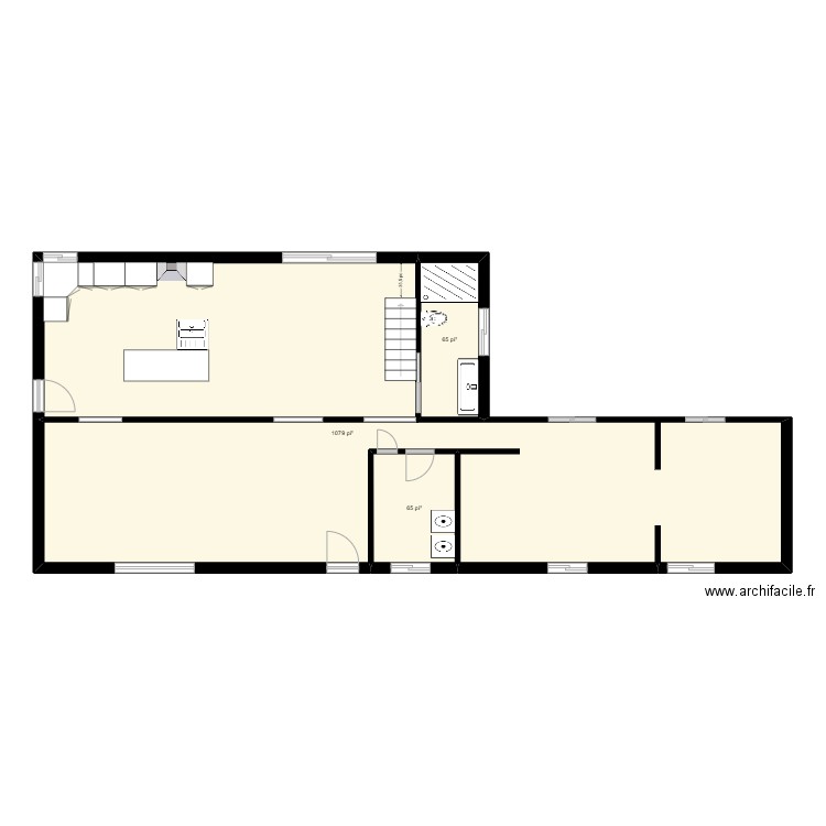 SALLE DE BAIN TASCHEREAU. Plan de 3 pièces et 112 m2