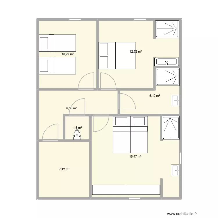 GRENIER. Plan de 7  et 62 m²