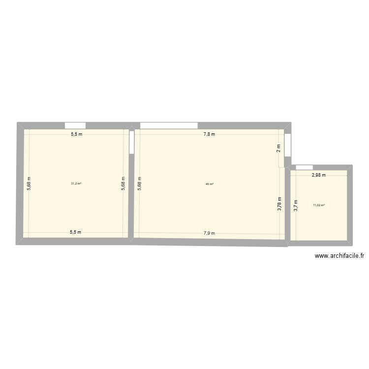 GRANGE AJ EXIST. Plan de 3 pièces et 87 m2