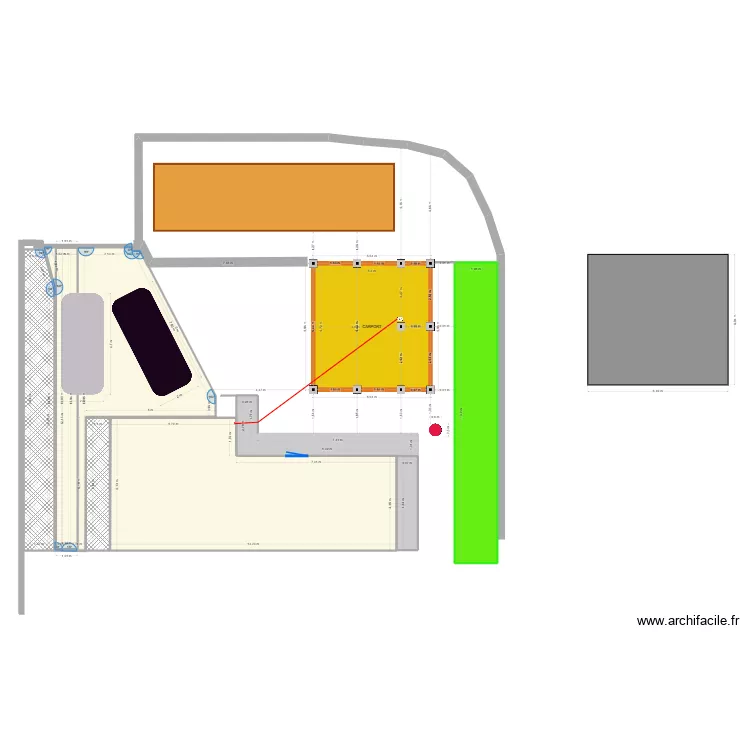 Terrain de boule imp. Plan de 8  et 221 m²