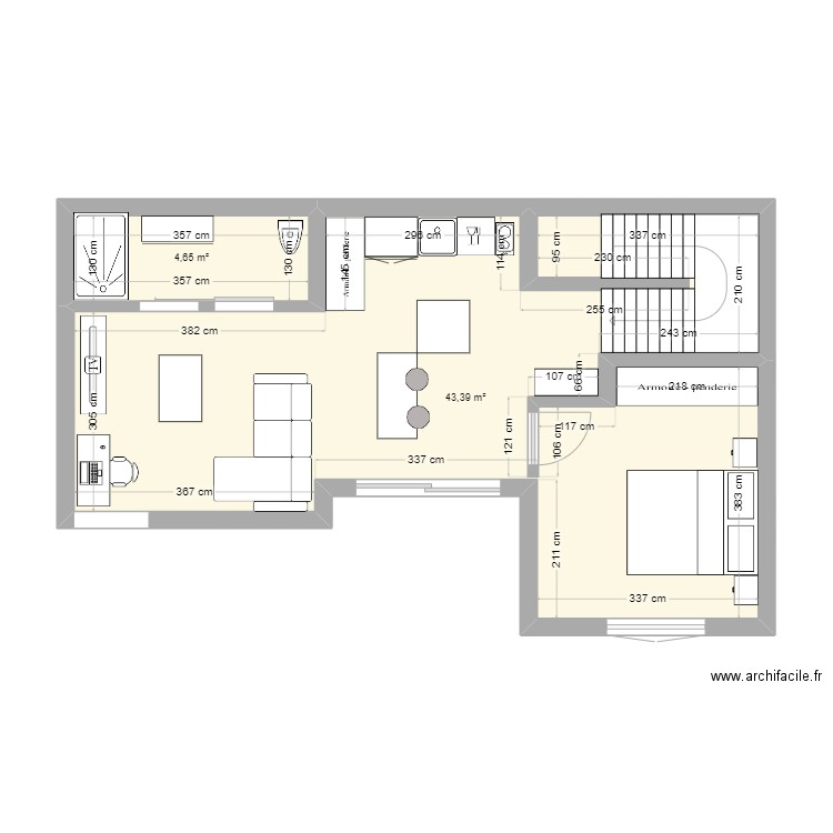 ALEXIS. Plan de 2 pièces et 48 m2