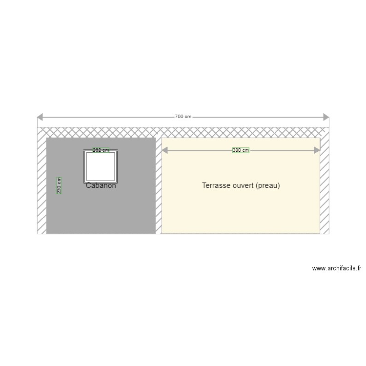 Façade vue jardim. Plan de 2 pièces et 15 m2